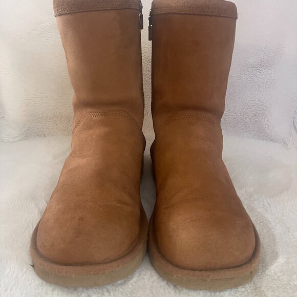 UGG Australia Roslynn Womens Chestnut Suede Sheepskin Side Zip Boots Size: US 9 - Picture 2 of 12